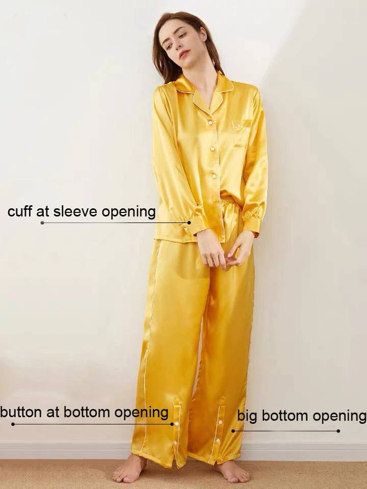 Custom Solid Color Fabric Silk Pajamas For Her